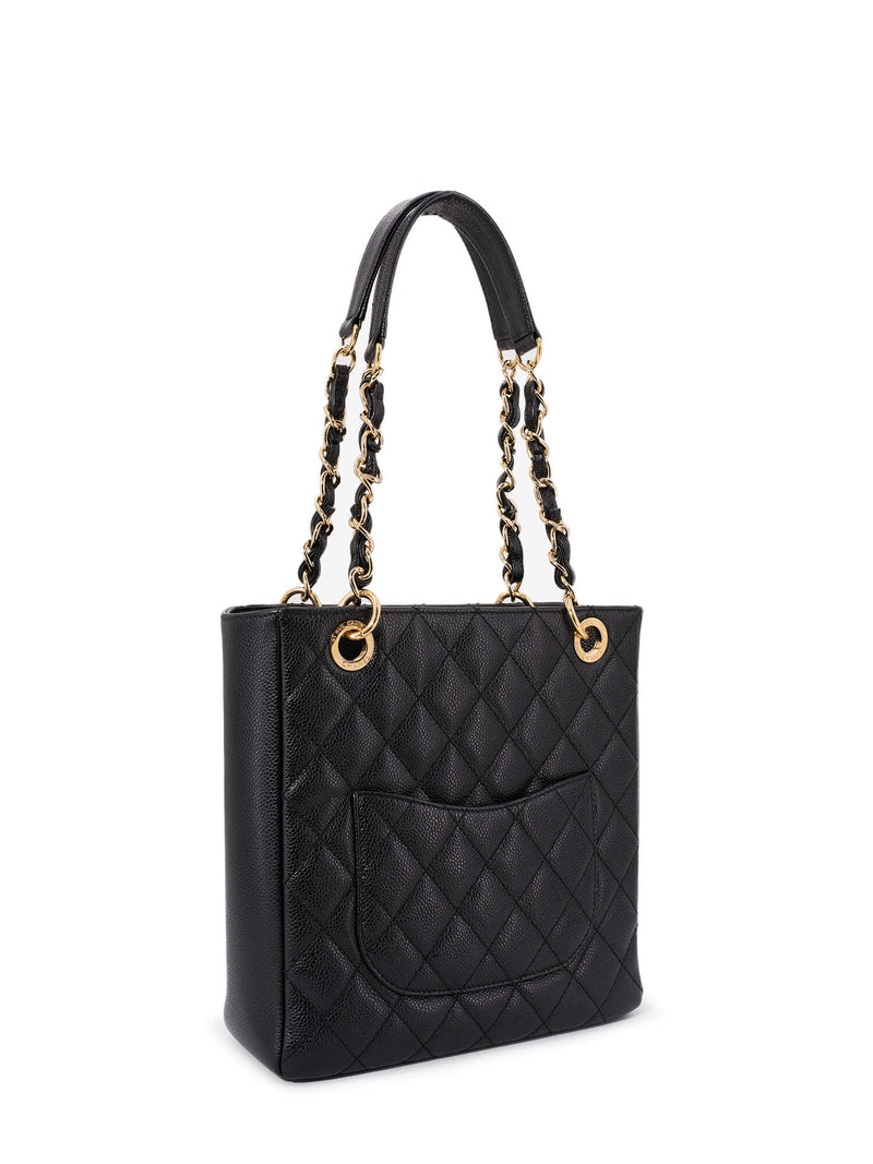 CHANEL Caviar Quilted CC Logo PST Bag Black-designer resale