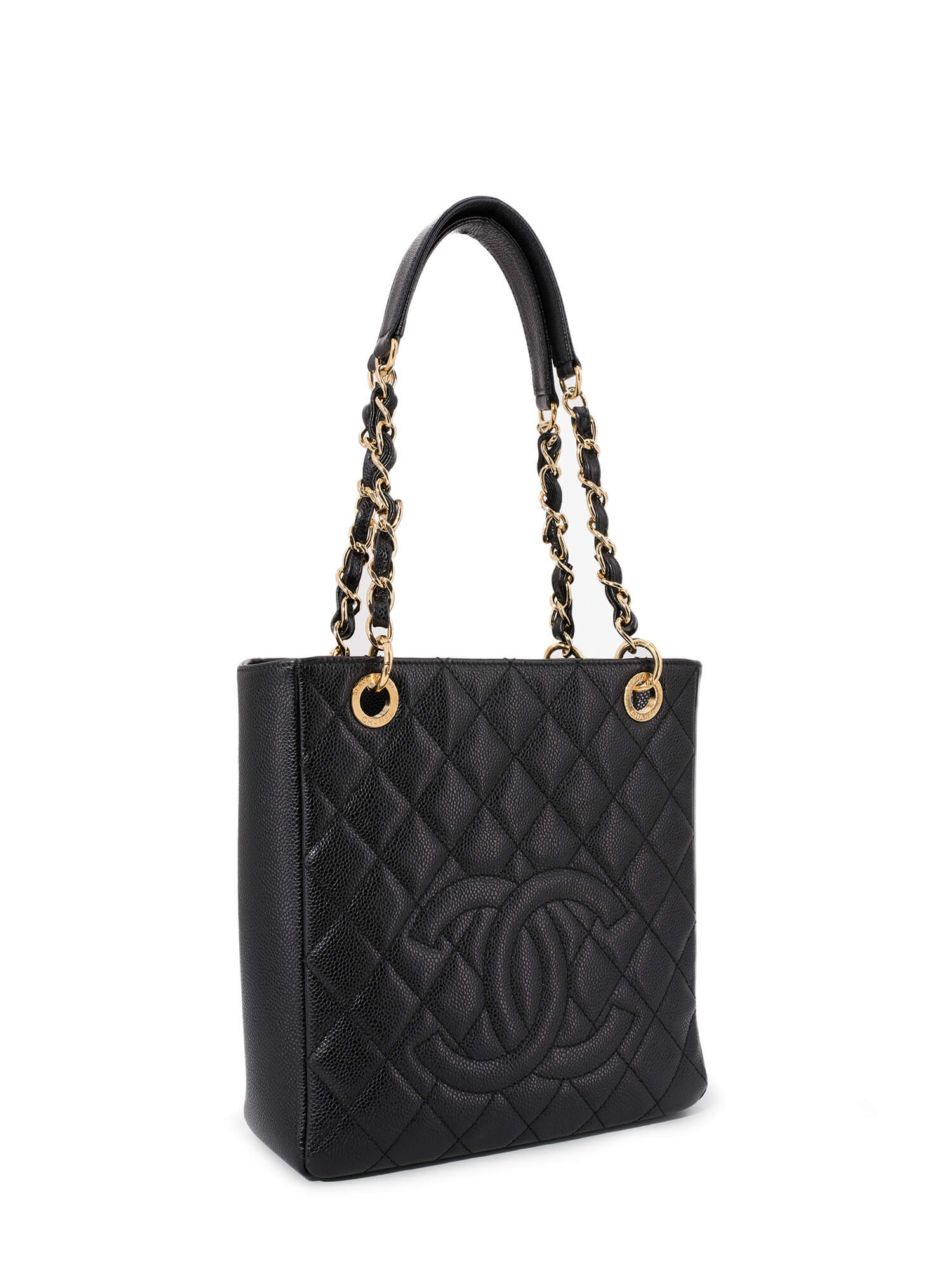 CHANEL Caviar Quilted CC Logo PST Bag Black-designer resale