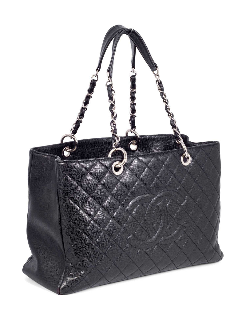 Chanel Grand Shopping White Tote Quilted Caviar XL