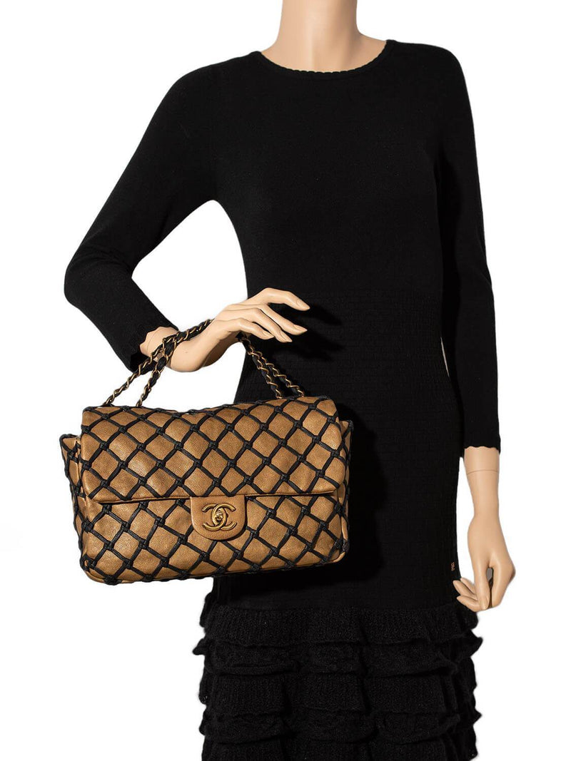 CHANEL Caviar Quilted Jumbo Single Flap Gold-designer resale