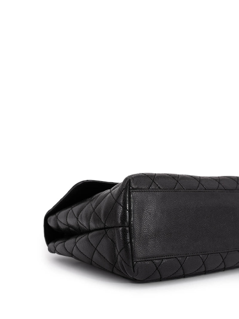 CHANEL Caviar Quilted Large Coco Handle Flap Bag Black-designer resale