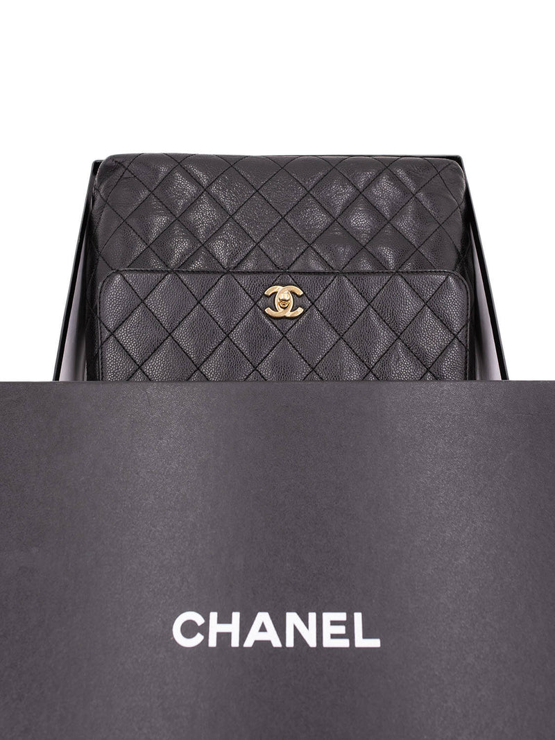 CHANEL Caviar Quilted Large Coco Handle Flap Bag Black-designer resale
