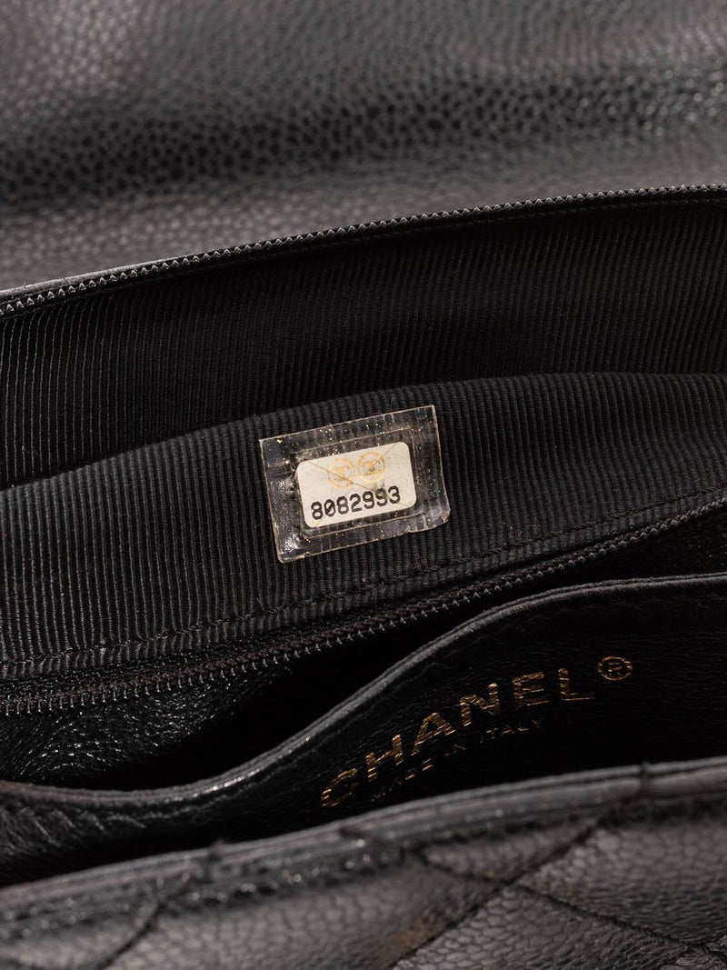 CHANEL Caviar Quilted Large Coco Handle Flap Bag Black-designer resale