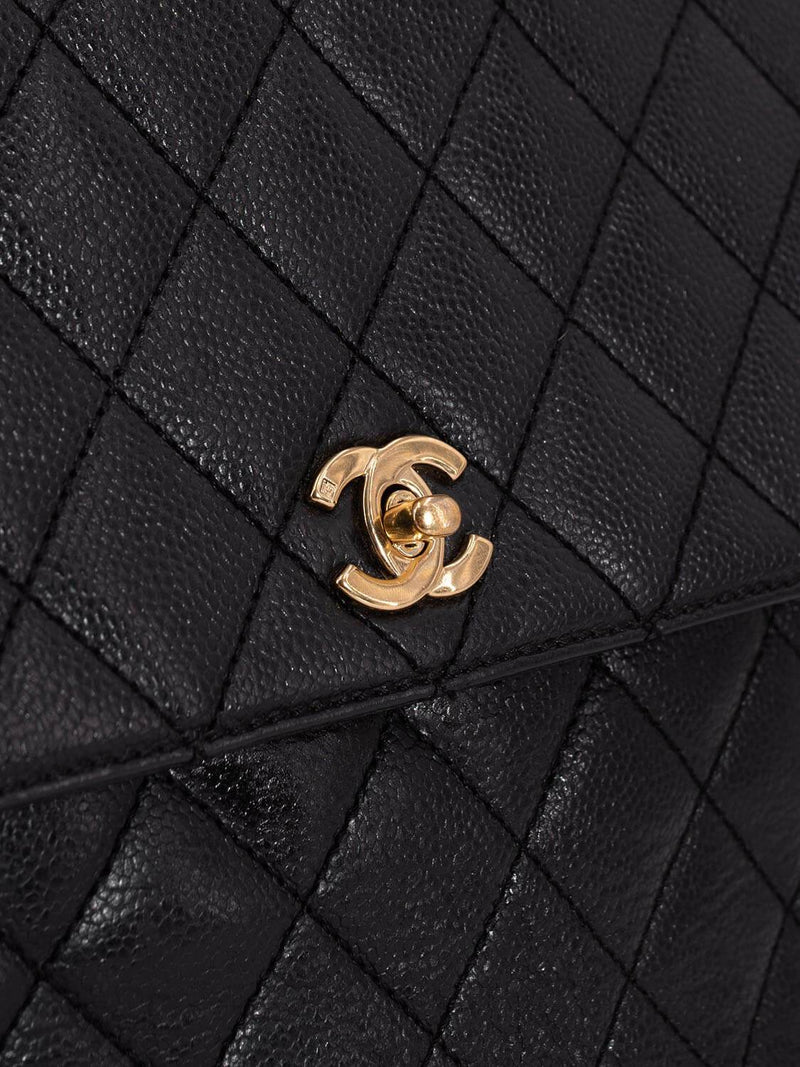CHANEL Caviar Quilted Large Coco Handle Flap Bag Black-designer resale