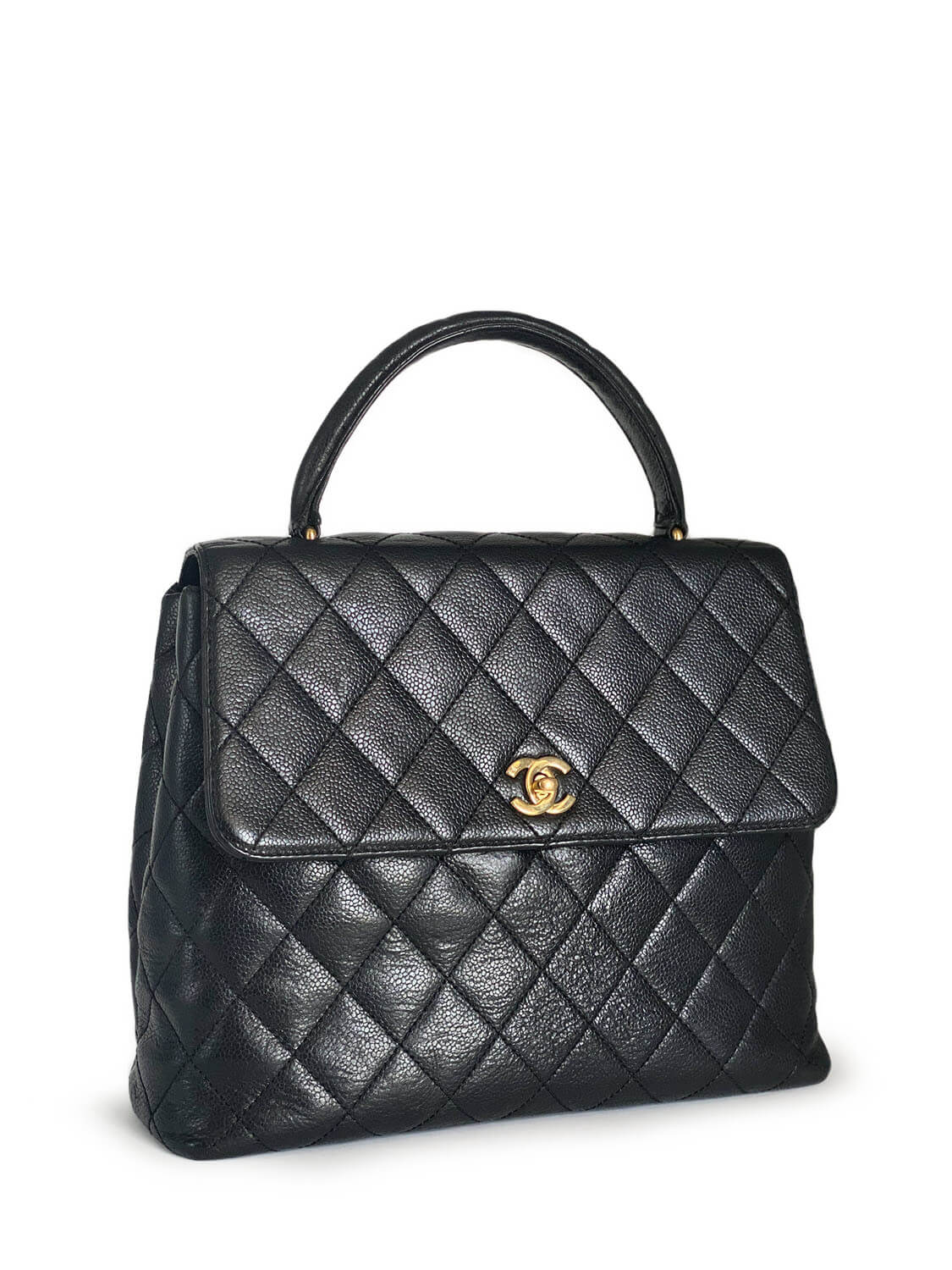 CHANEL Caviar Quilted Large Coco Handle Flap Bag Black-designer resale