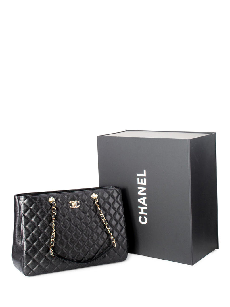 CHANEL Caviar Quilted Large Shopping Tote Black