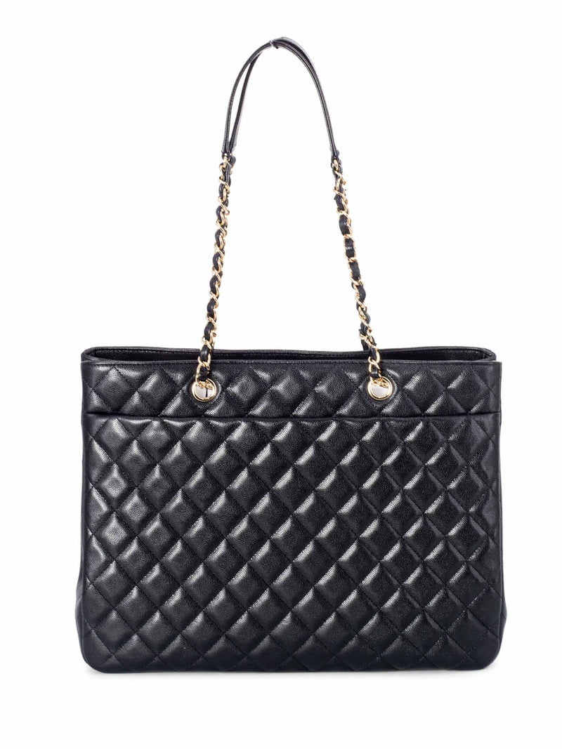 CHANEL Caviar Quilted Small CC Box Shopping Tote Black 369615