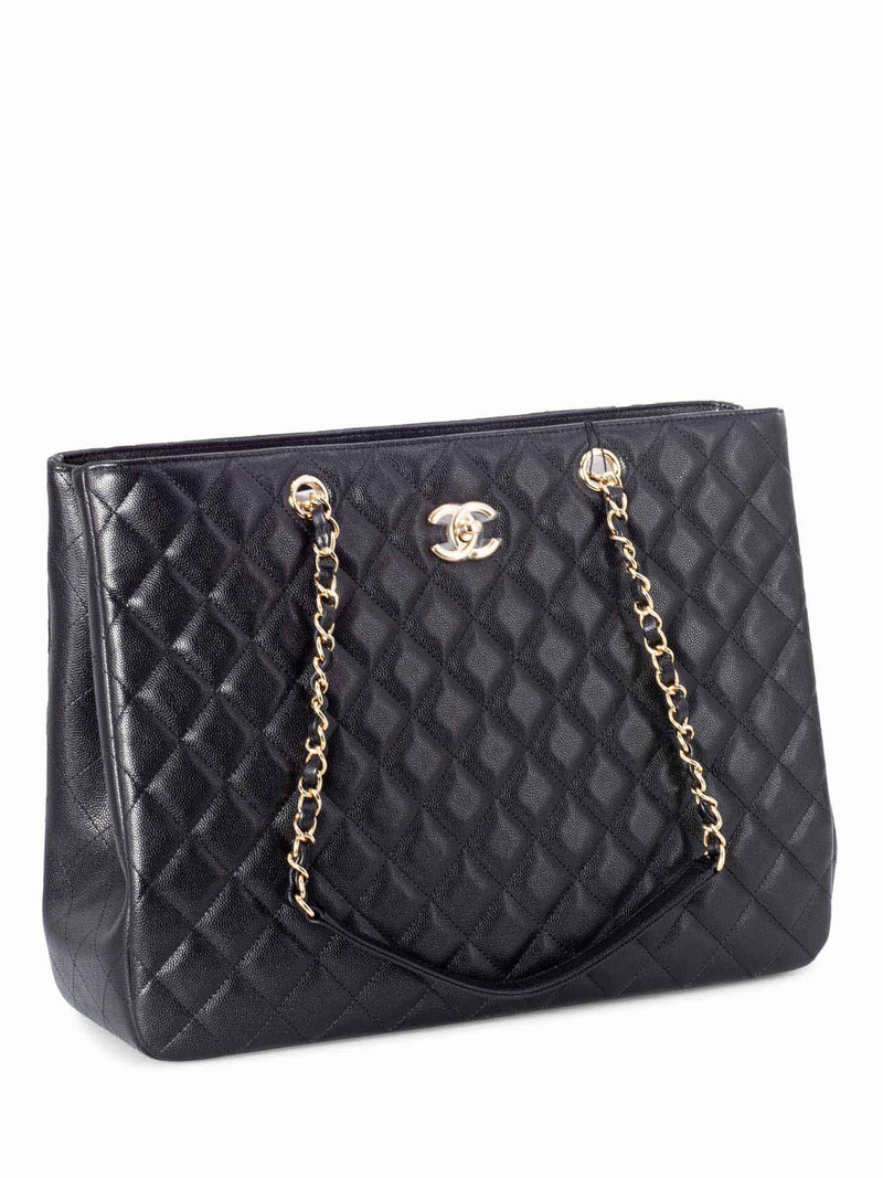 CHANEL Caviar Quilted Large Shopping Tote Black-designer resale