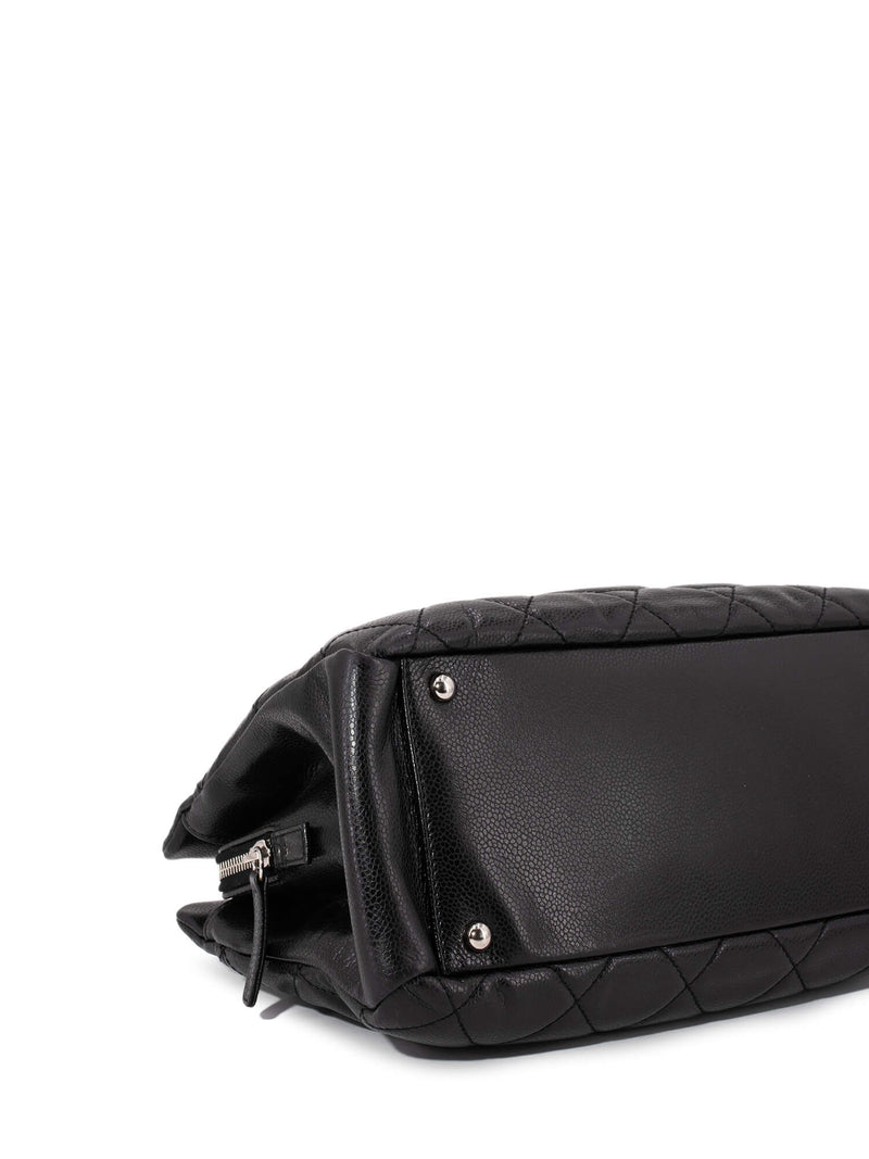 CHANEL Caviar Quilted Leather CC Logo Shopper Bag Black-designer resale