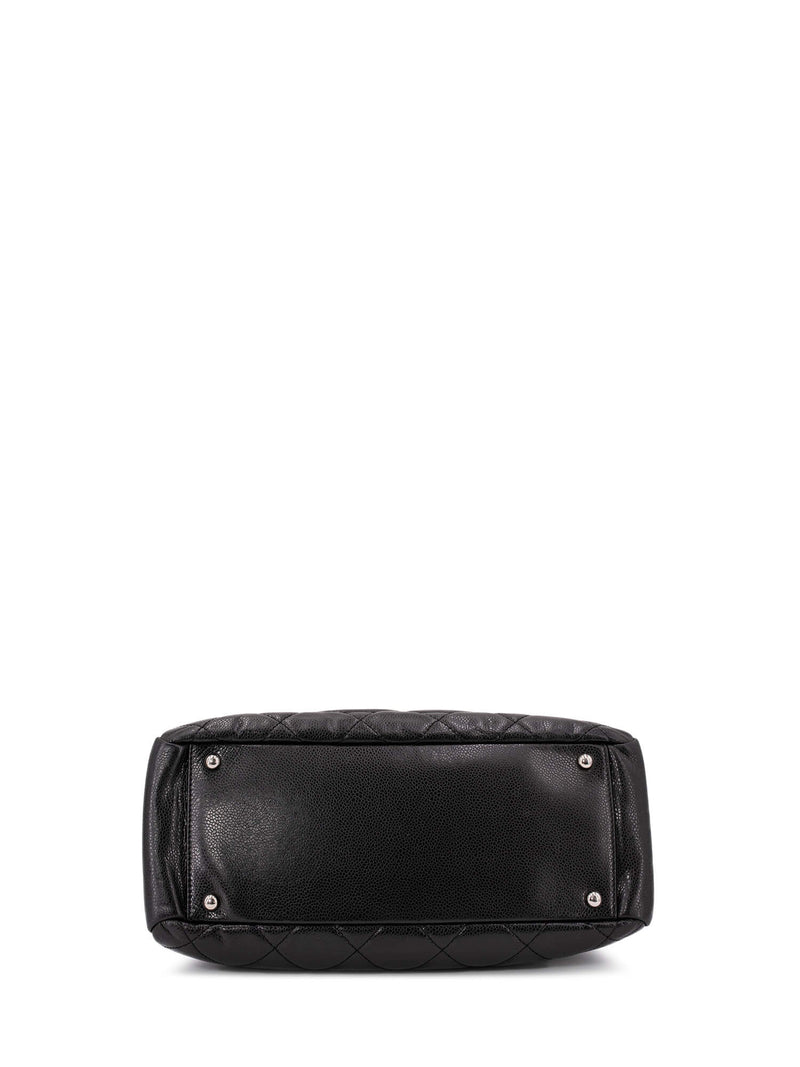 CHANEL Caviar Quilted Leather CC Logo Shopper Bag Black-designer resale