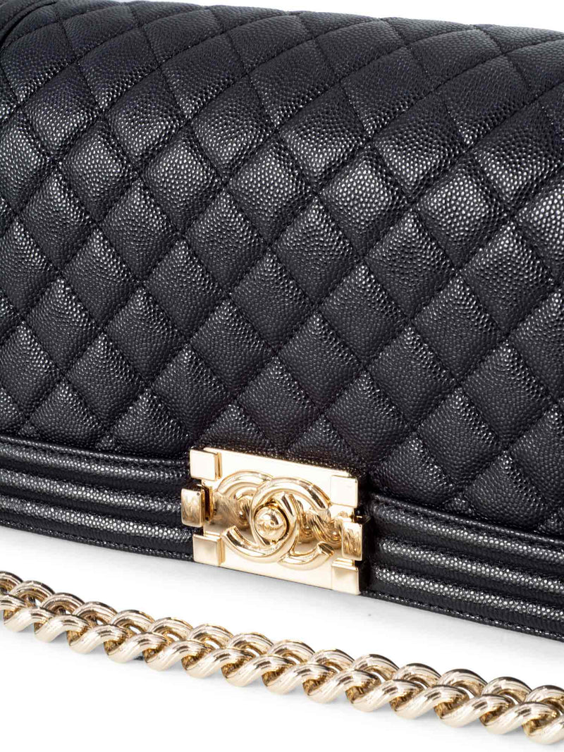 Chanel Small Boy Messenger Bag Black Caviar Antique Gold Hardware