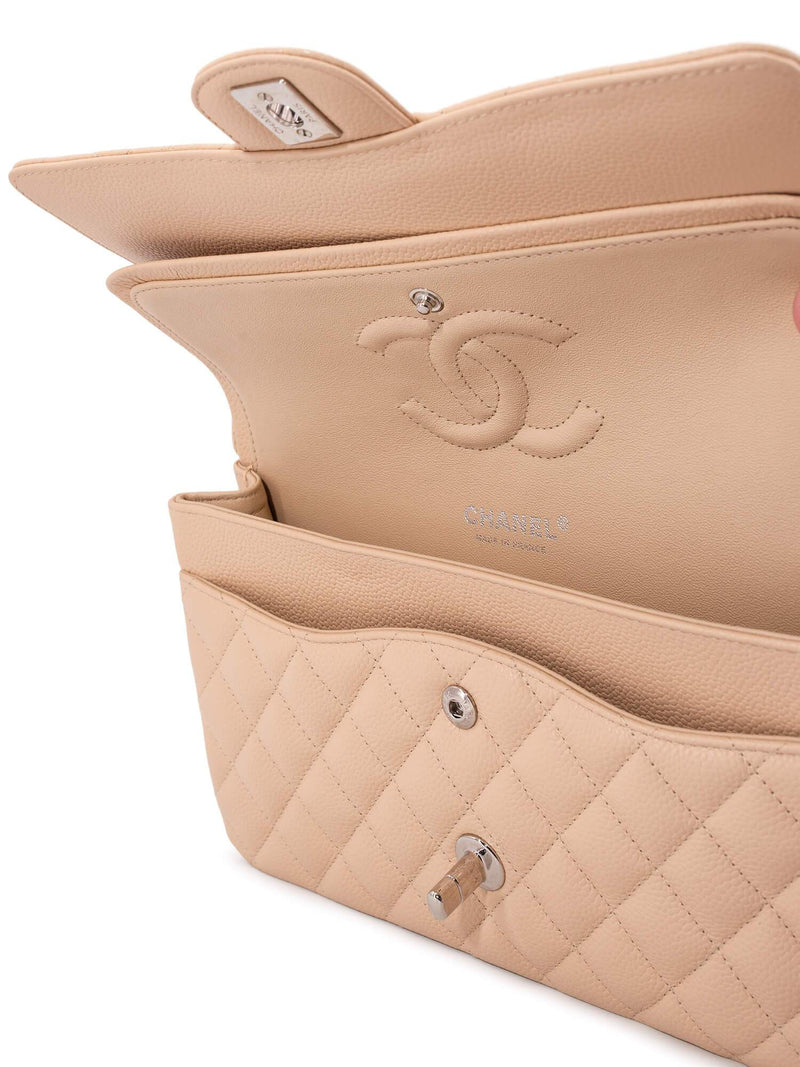 CHANEL Caviar Quilted Medium Double Flap Bag Beige-designer resale