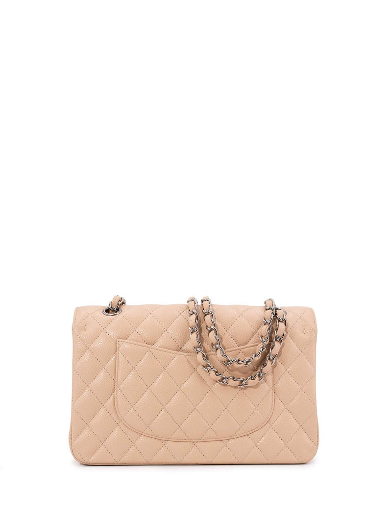 Chanel Classic Double Flap Quilted Medium Beige Clair in Lambskin with  Silver Tone - US