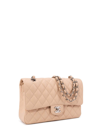 CHANEL Caviar Quilted Medium Double Flap Bag Beige-designer resale