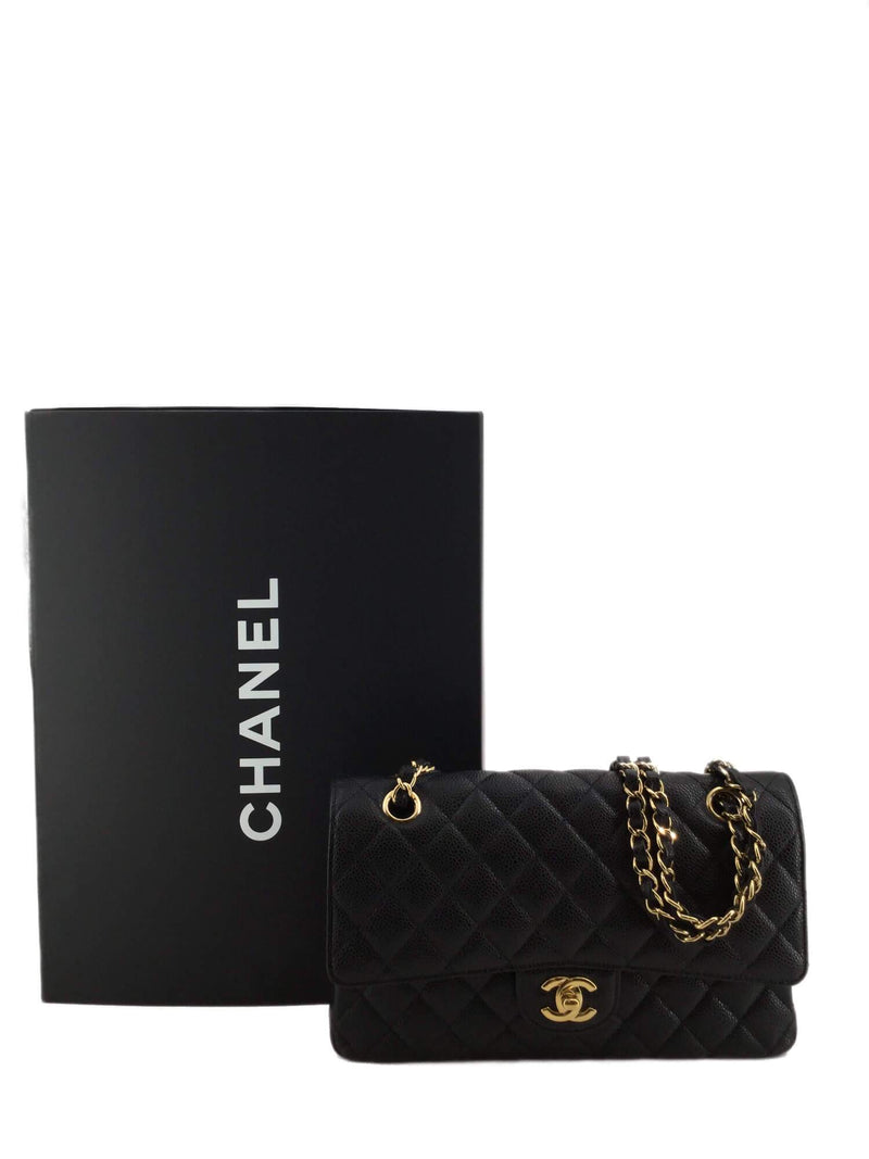 CHANEL Caviar Quilted Medium Double Flap Black-designer resale