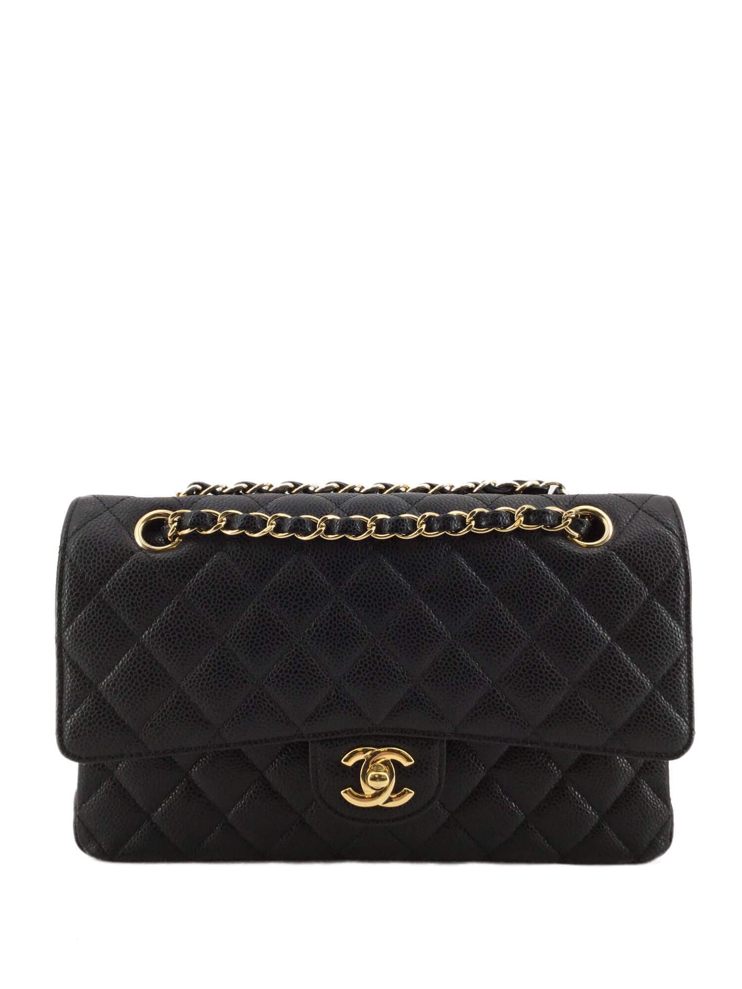 CHANEL Caviar Quilted Medium Double Flap Black-designer resale