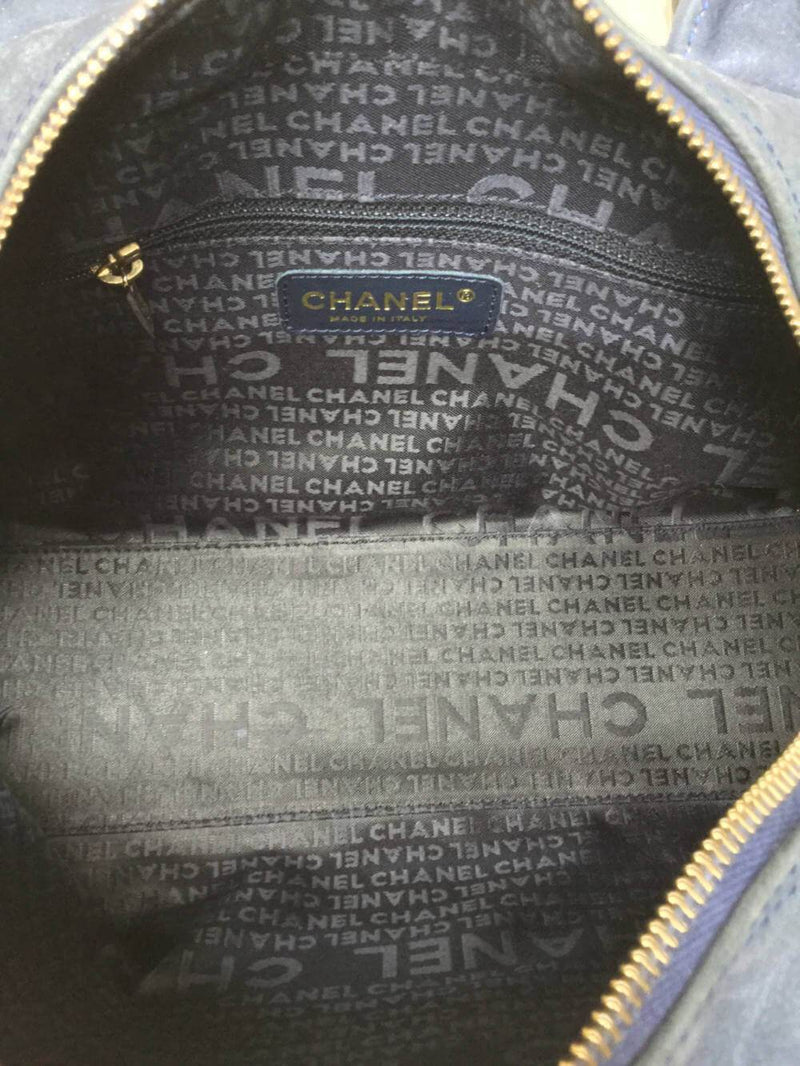 CHANEL Caviar Quilted Mini Bowling Tassel Bag Blue-designer resale