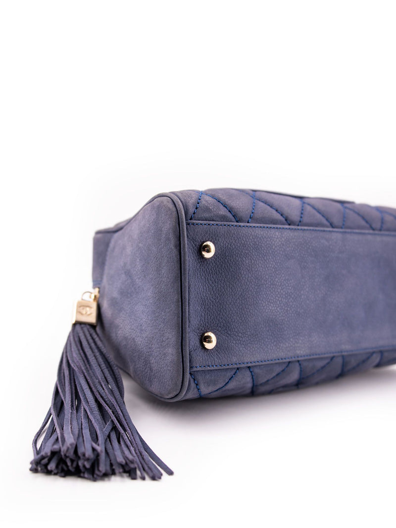 CHANEL Caviar Quilted Mini Bowling Tassel Bag Blue-designer resale