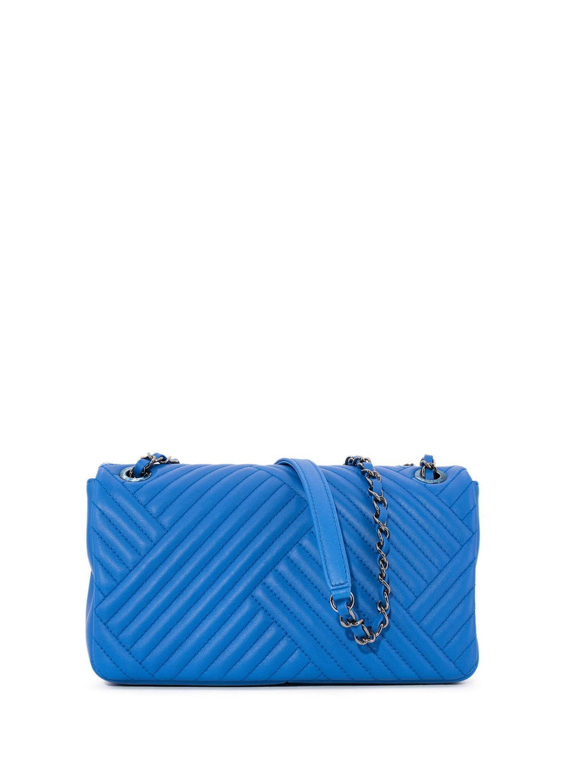 Chanel Blue Chevron Quilted Leather Jumbo Classic Flap Bag Chanel
