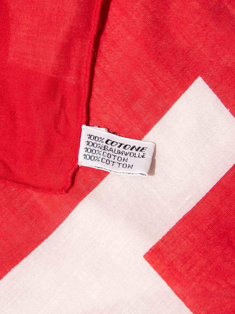 CHANEL Cotton CC Large Scarf 120 Red White-designer resale