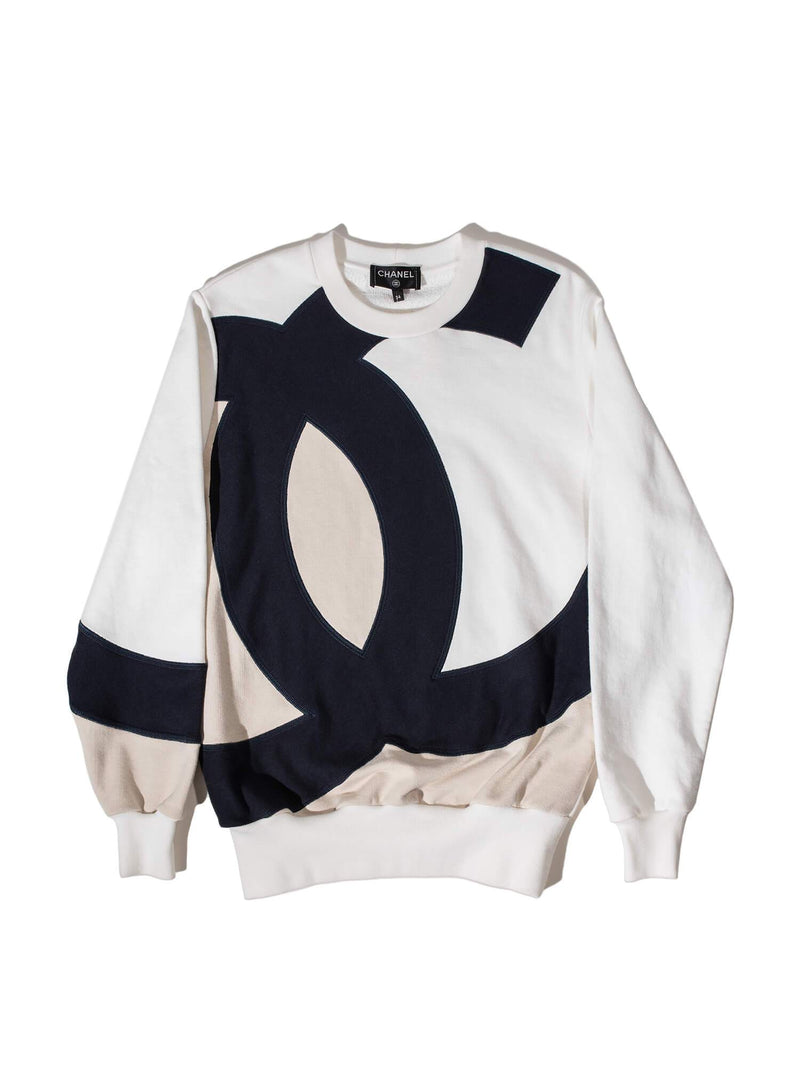 CHANEL Cashmere CC Logo La Pausa Hooded Oversized Sweater White