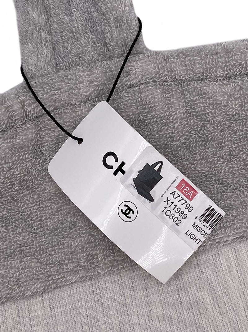 CHANEL Cotton CC Logo XXL Beach Bag Grey-designer resale
