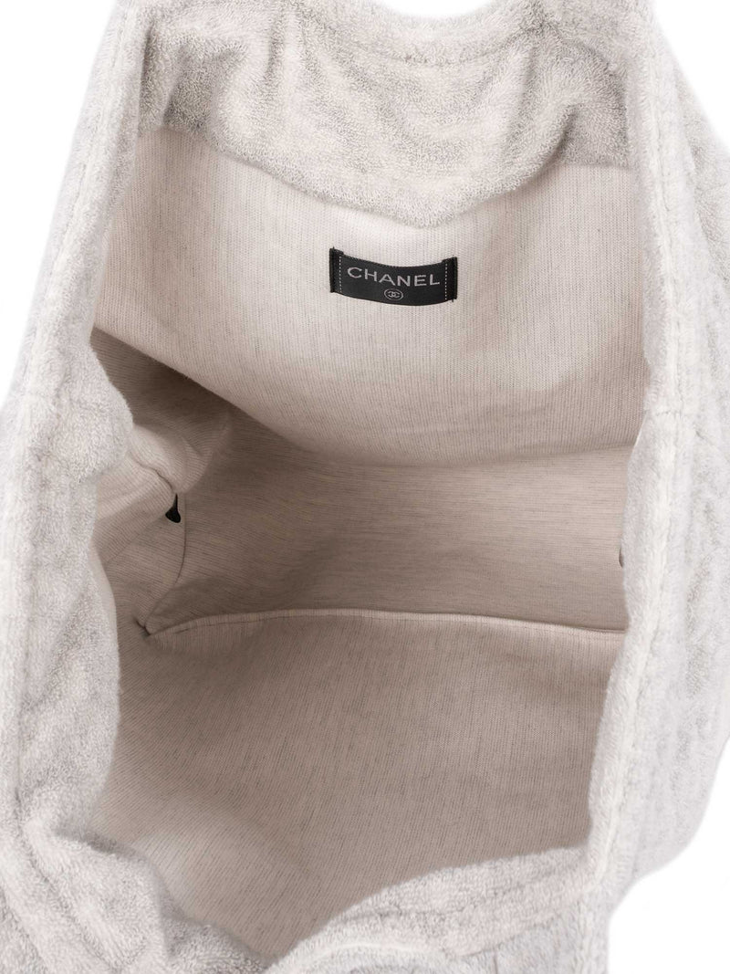 CHANEL Cotton CC Logo XXL Beach Bag Grey-designer resale