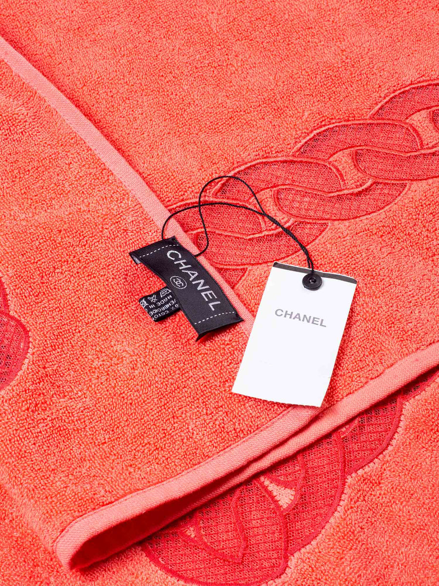 CHANEL Cotton CC Logo XXL Beach Towel Pink