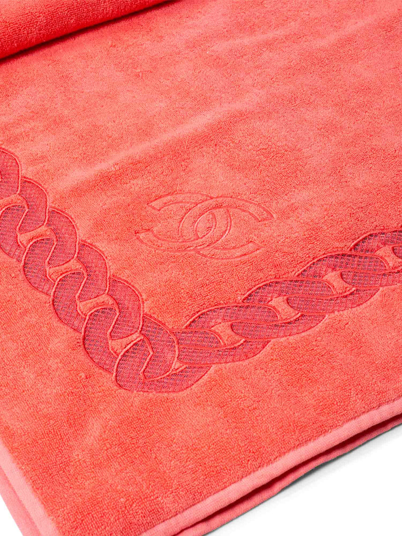 CHANEL Cotton CC Logo XXL Beach Towel Pink-designer resale