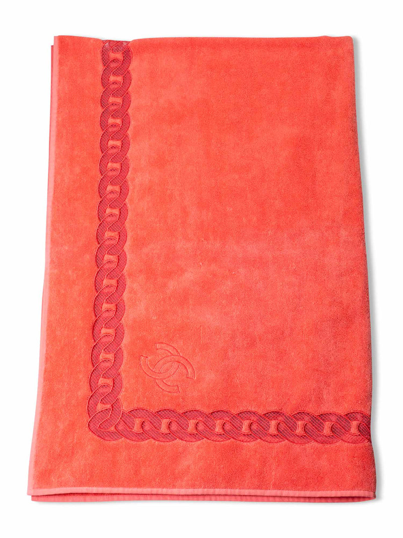 CHANEL Cotton CC Logo XXL Beach Towel Pink-designer resale