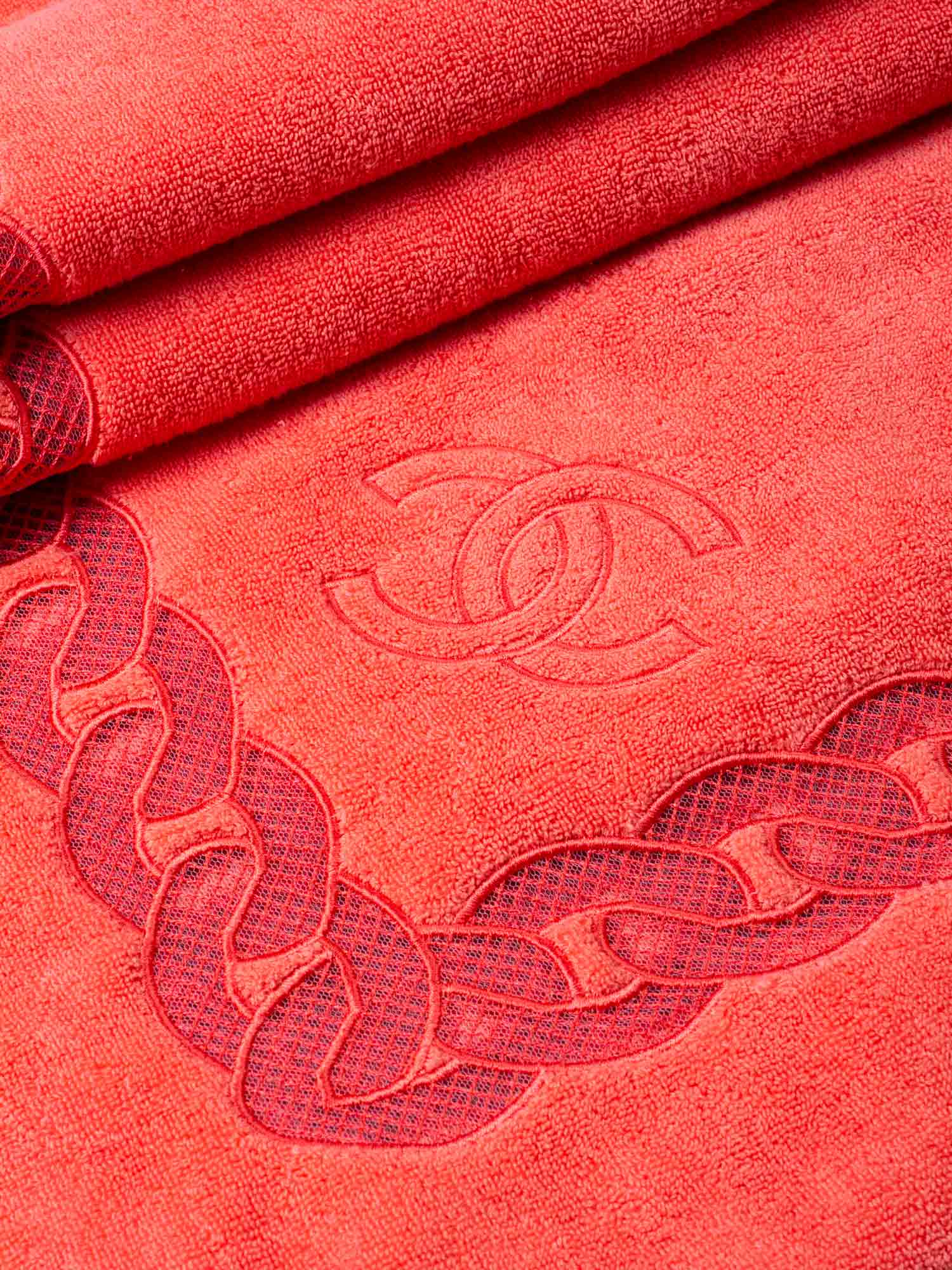 CHANEL Cotton CC Logo XXL Beach Towel Pink-designer resale