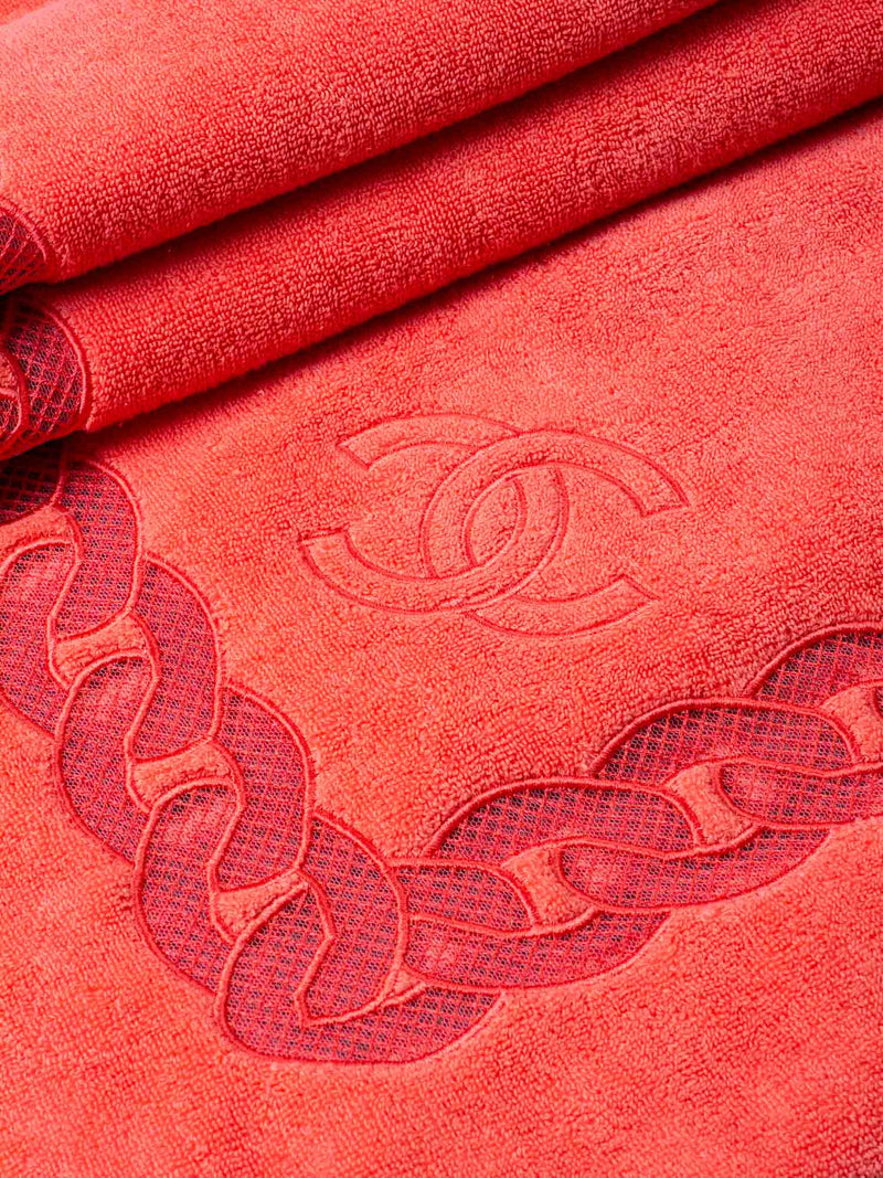CHANEL Cotton CC Logo XXL Beach Towel Pink-designer resale