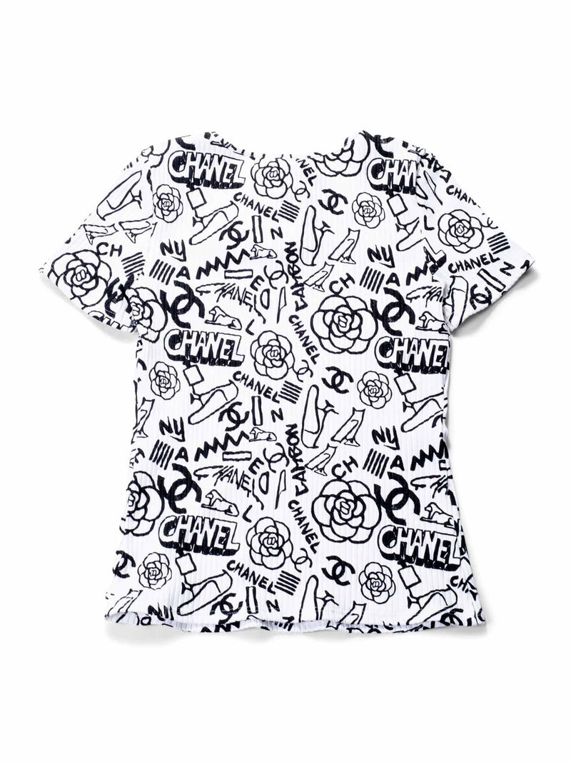 CHANEL Cotton Paris New York Graffiti T-Shirt Black White-designer resale