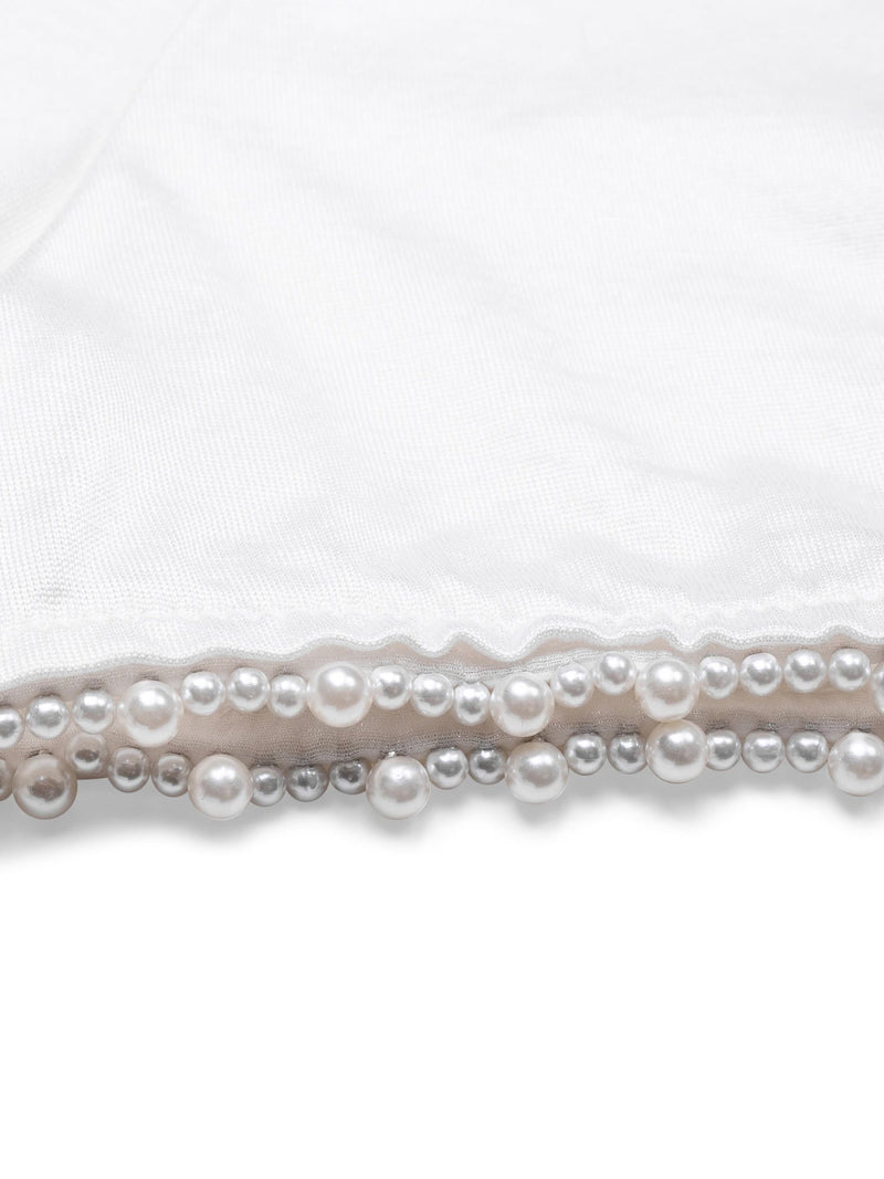 CHANEL Cotton Pearl Fringe Top White-designer resale