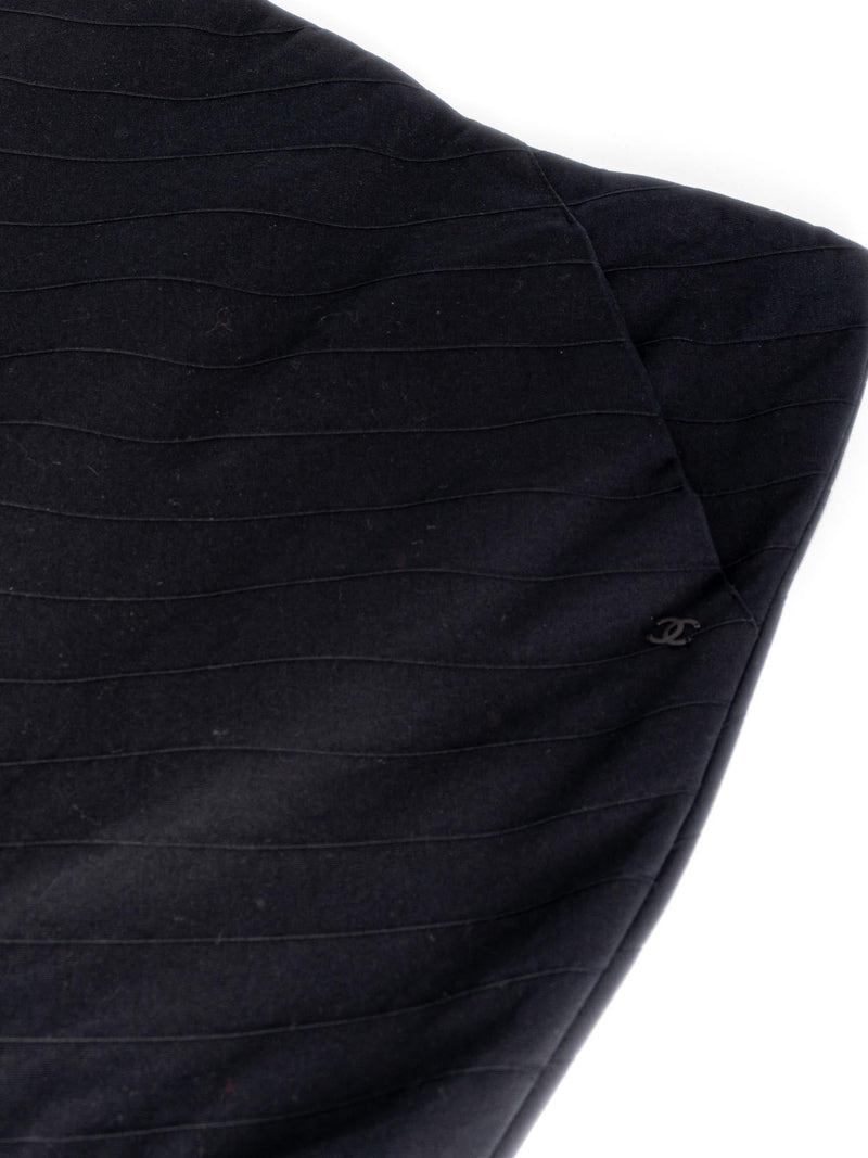 CHANEL Cotton Pleated Midi Skirt Navy Blue-designer resale