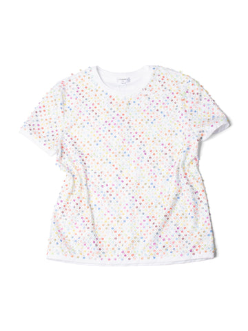 CHANEL Cotton Sequin CC Logo La Pausa Top White-designer resale