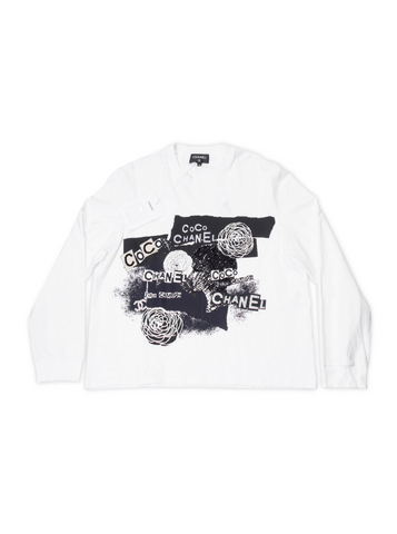 CHANEL Cotton Sequin CC Logo Shirt White Black-designer resale