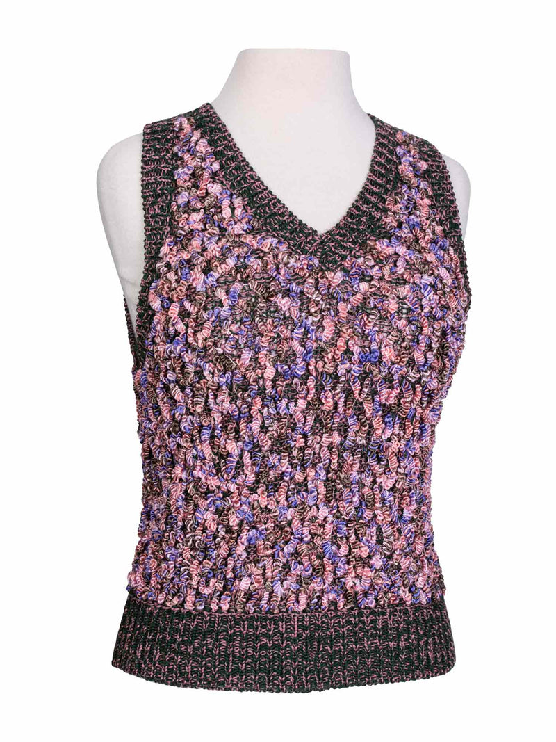 CHANEL Cotton Silk Knitted Tweed Vest Multicolor