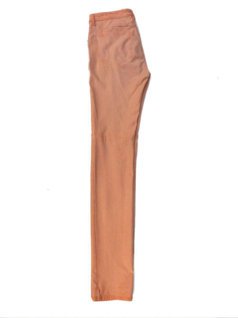 CHANEL Cotton Skinny Pearl Button Jeans Peach-designer resale