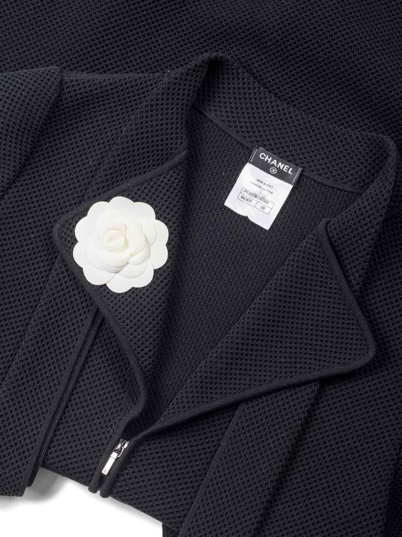 CHANEL Cotton Tweed Camellia Mini Dress Black-designer resale