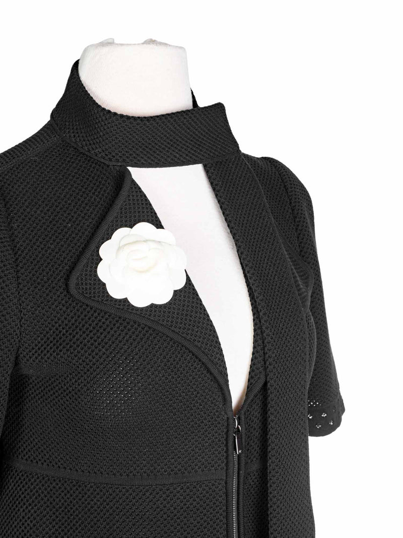CHANEL Cotton Tweed Camellia Mini Dress Black-designer resale