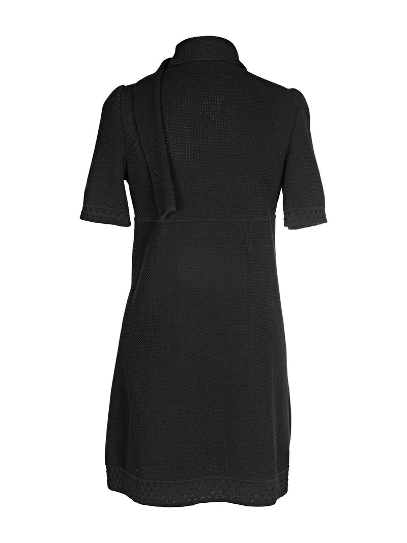 CHANEL Cotton Tweed Camellia Mini Dress Black-designer resale
