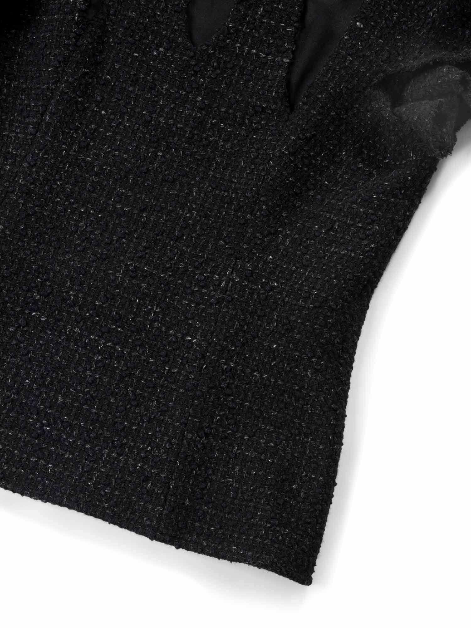 CHANEL Fantasy Tweed Ruffle Top Black