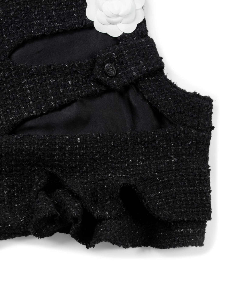 CHANEL Fantasy Tweed Ruffle Top Black-designer resale