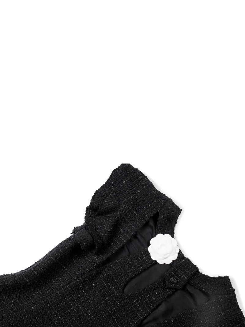 CHANEL Fantasy Tweed Ruffle Top Black-designer resale