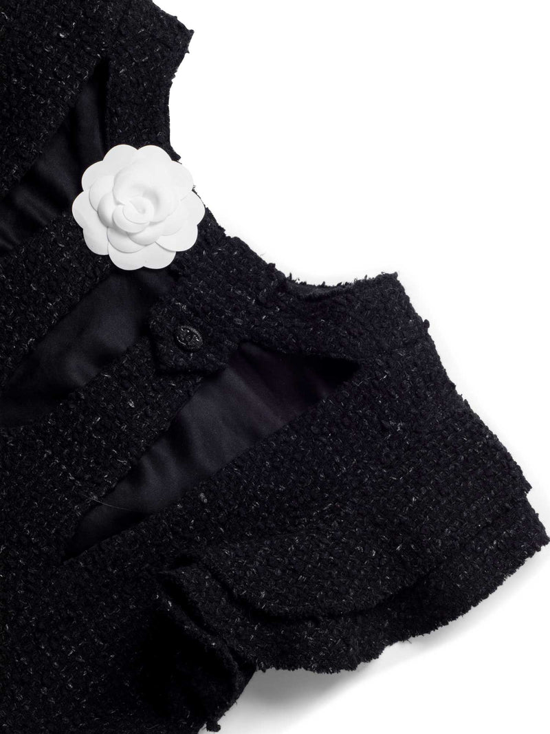 CHANEL Fantasy Tweed Ruffle Top Black-designer resale