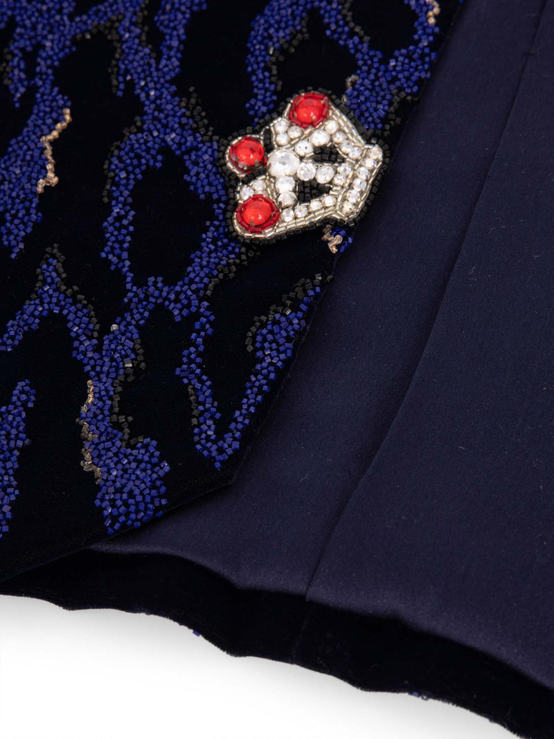 CHANEL Haute Couture Beaded Swarovski Fitted Jacket Blue-designer resale