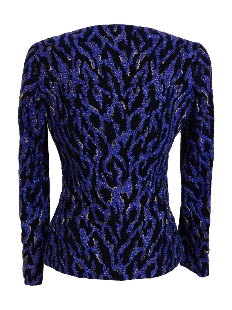 CHANEL Haute Couture Beaded Swarovski Fitted Jacket Blue-designer resale
