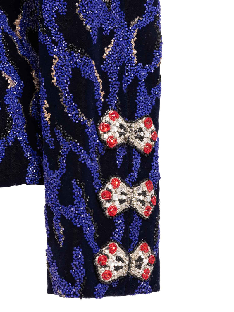 CHANEL Haute Couture Beaded Swarovski Fitted Jacket Blue-designer resale