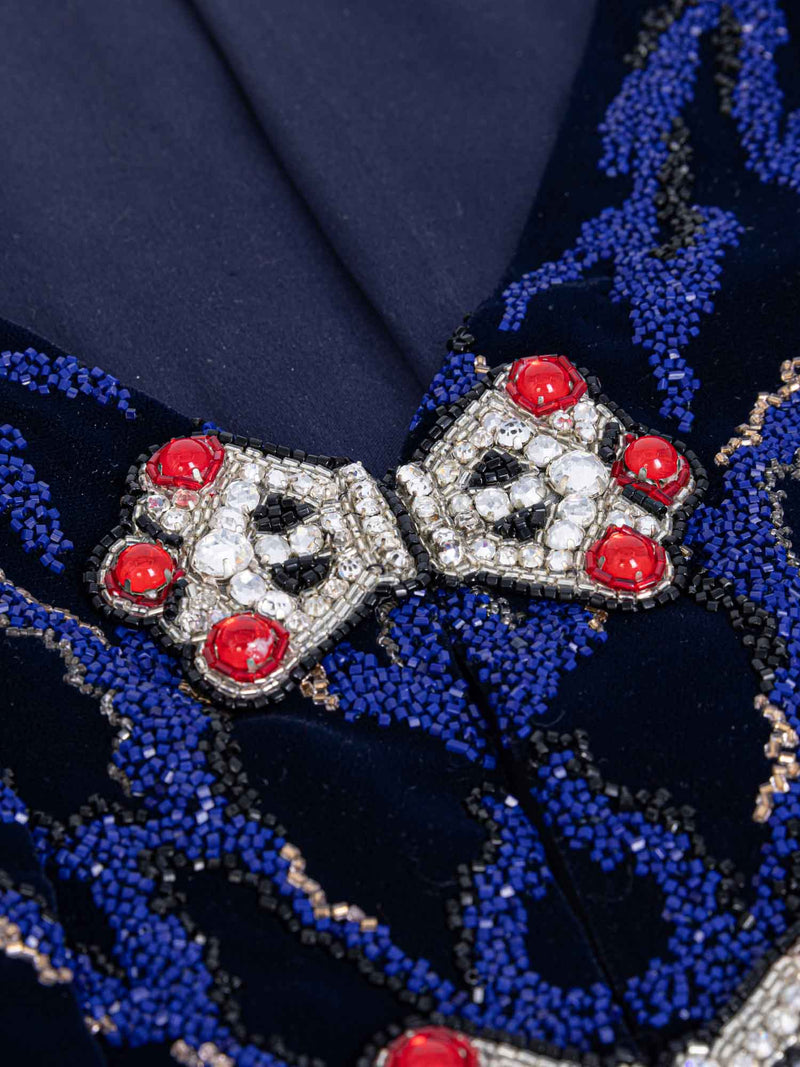 CHANEL Haute Couture Beaded Swarovski Fitted Jacket Blue-designer resale